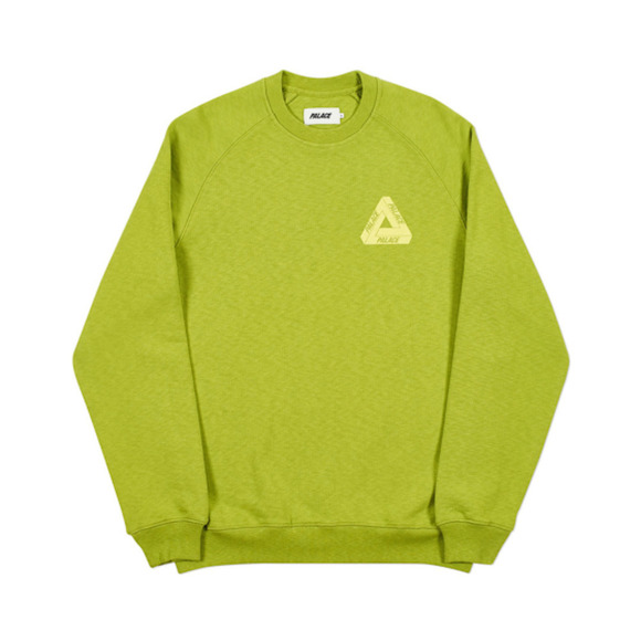Palace Logo Slub Crew Neck Long Sleeve Pullover Sweatshirt Lime Green Small - Picture 1 of 12